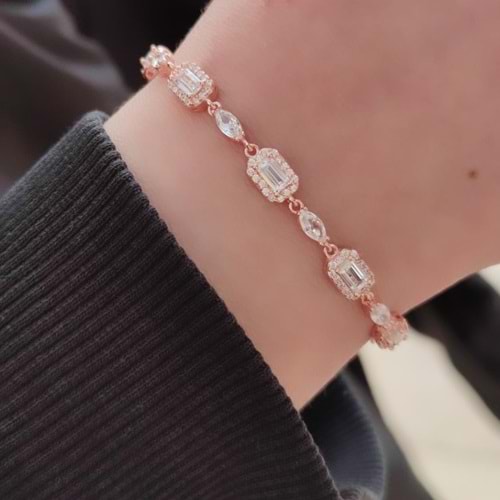 SU YOLU BAGET GÜMÜŞ BİLEKLİK - ROSE BAKIR