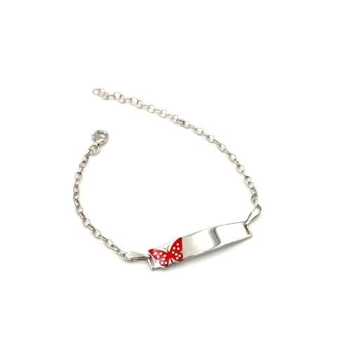 KELEBEK İSİMLİ ÇOCUK GÜMÜŞ BİLEKLİK - RODYUM BEYAZ