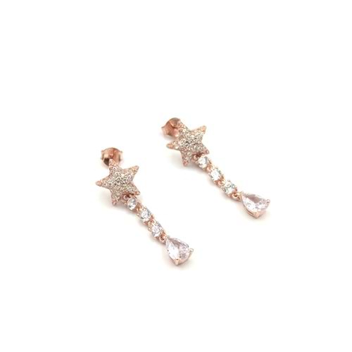 SALLANTILI SU YOLU YILDIZ GÜMÜŞ KÜPE - ROSE BAKIR