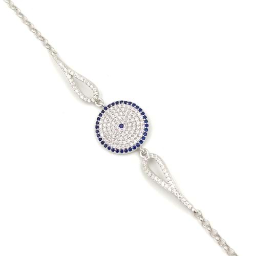 NAZAR BONCUK GÜMÜŞ BİLEKLİK - RODYUM BEYAZ