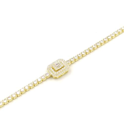 İTHAL SU YOLU BAGET GÜMÜŞ BİLEKLİK - ALTIN SARI