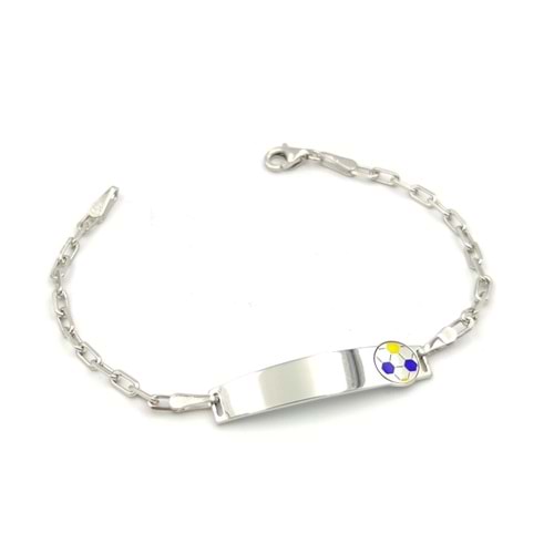 FUTBOL TOPLU İSİM YAZILABİLEN ÇOCUK GÜMÜŞ BİLEKLİK - RODYUM BEYAZ