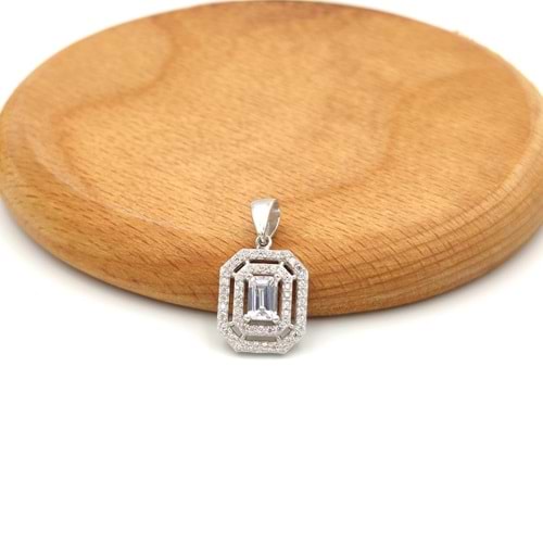 BAGET GÜMÜŞ KOLYE UCU - RODYUM BEYAZ