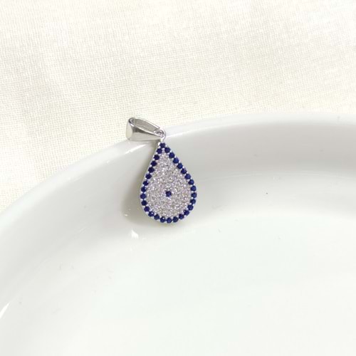 SOSYETE GÖZÜ DAMLA GÜMÜŞ KOLYE UCU - RODYUM BEYAZ