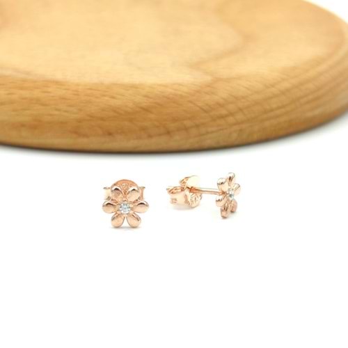 TAŞLI PAPATYA GÜMÜŞ KÜPE - ROSE BAKIR