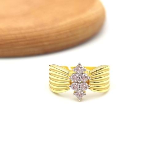 ZİRKON TAŞLI TOMURCUK GÜMÜŞ YÜZÜK - ALTIN SARI