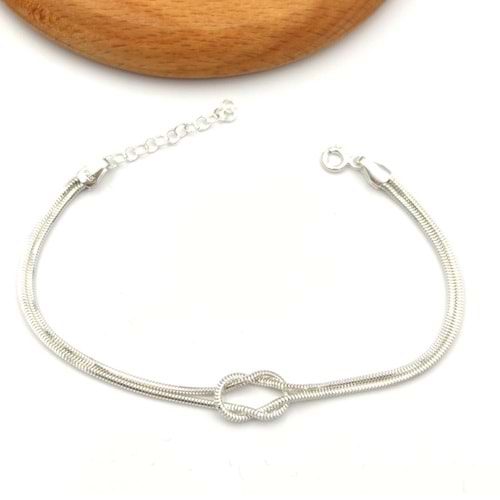 DÜĞÜM GÜMÜŞ BİLEKLİK - RODYUM BEYAZ