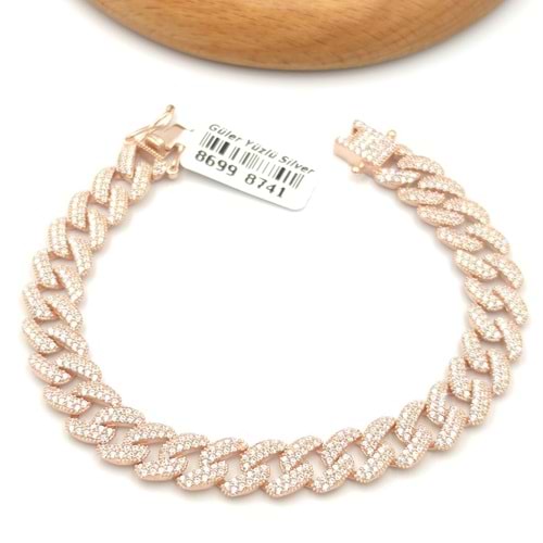 18 CM TAŞLI GURMET GÜMÜŞ BİLEKLİK - ROSE BAKIR
