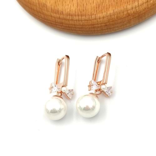 İTHAL FİYONK DETAY GÜMÜŞ İNCİ U KÜPE - ROSE BAKIR