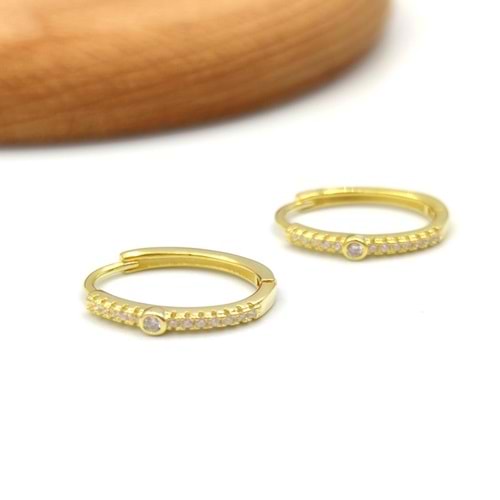 TAŞLI OVAL GÜMÜŞ KÜPE - ALTIN SARI