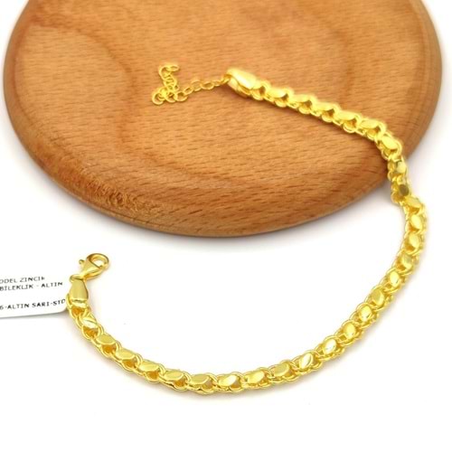 ARPA MODEL ZİNCİR GÜMÜŞ BİLEKLİK - ALTIN SARI