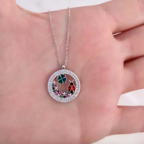 UĞUR YONCA YUVARLAK GÜMÜŞ KOLYE - RODYUM BEYAZ