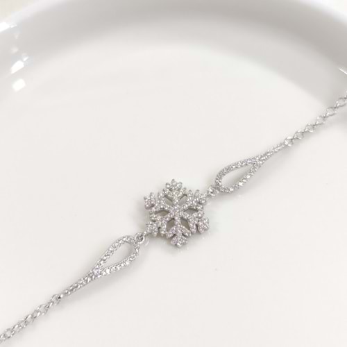 KAR TANESİ GÜMÜŞ BİLEKLİK - RODYUM BEYAZ