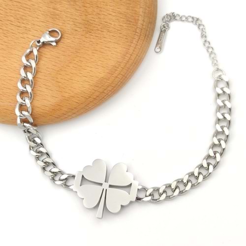 ÇELİK YONCA BİLEKLİK - BEYAZ