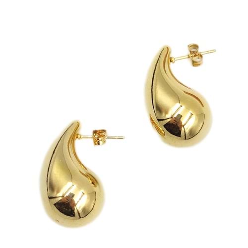 ÇELİK BOMBELİ BÜYÜK GÖZYAŞI KÜPE - ALTIN SARI