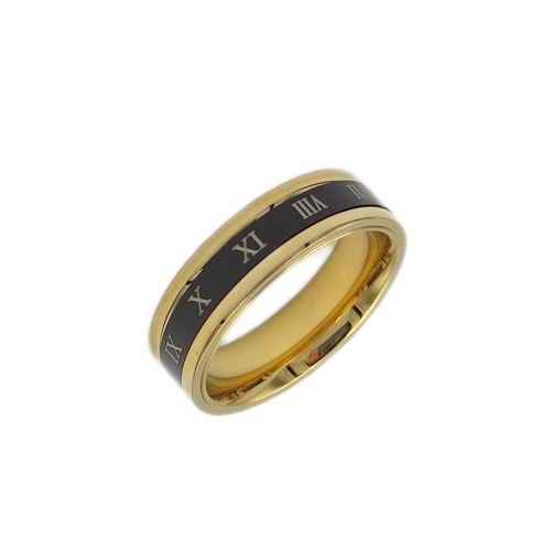 ÇELİK SİYAH DETAYLI ALYANS YÜZÜK - 8