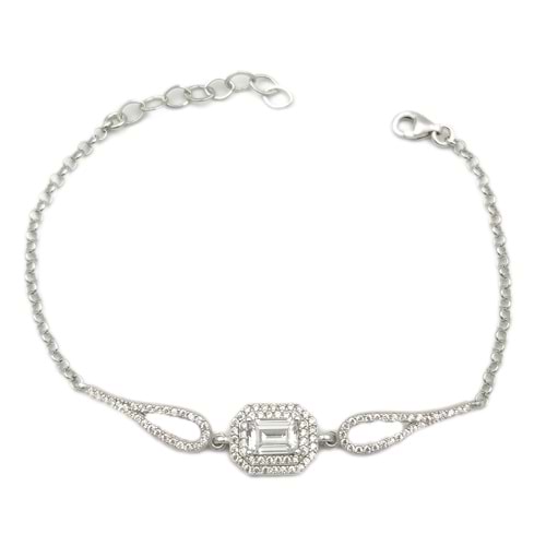 ÇİFT SIRA BAGET GÜMÜŞ BİLEKLİK - RODYUM BEYAZ