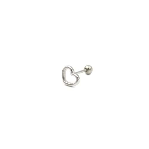 KALP ÇEMBERİ GÜMÜŞ TRAGUS PIERCING - RODYUM BEYAZ