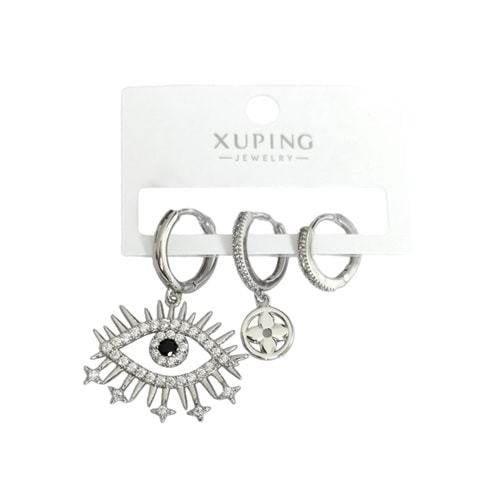 XUPING BÜYÜK GÖZ KOMBİN HALKA KÜPE - BEYAZ