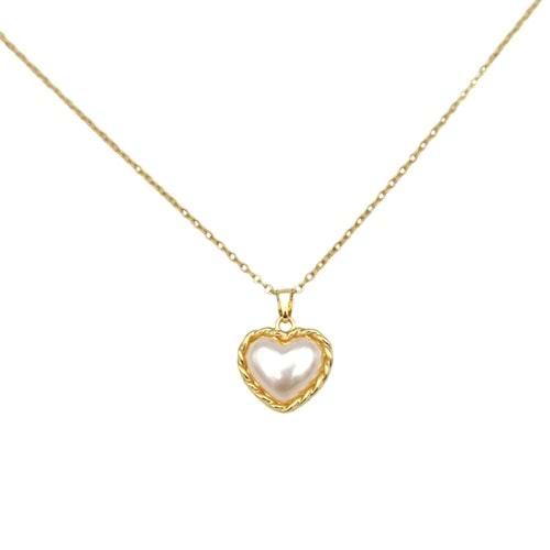 ÇELİK MİNİ BEYAZ KALP KOLYE