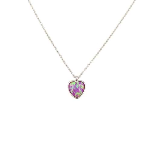 YANAR DÖNER MİNİ KALP GÜMÜŞ KOLYE - RODYUM BEYAZ