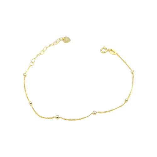 İTHAL TOP ZİNCİR GÜMÜŞ BİLEKLİK - ALTIN SARI