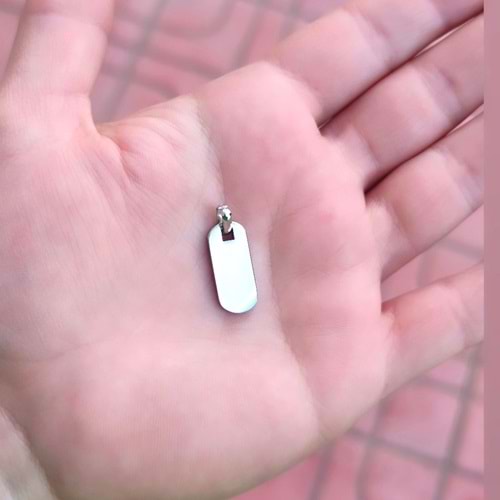 ÇELİK MİNİ OVAL PLAKA KOLYE UCU - BEYAZ