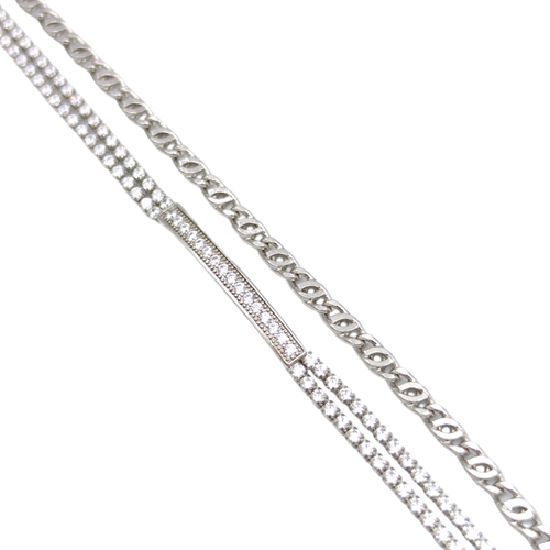 XUPING TAŞLI SU YOLU PLAKA KOMBİN BİLEKLİK - BEYAZ