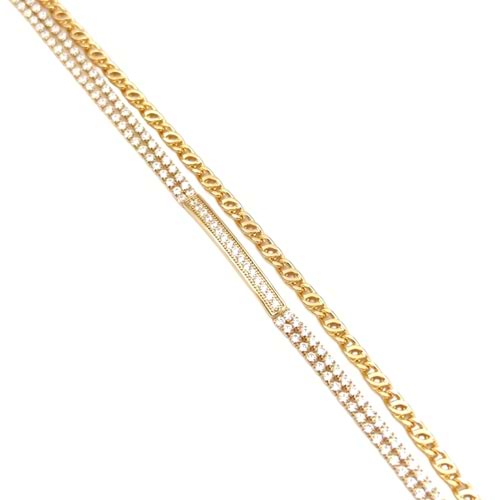 XUPING TAŞLI SU YOLU PLAKA KOMBİN BİLEKLİK - ROSE BAKIR