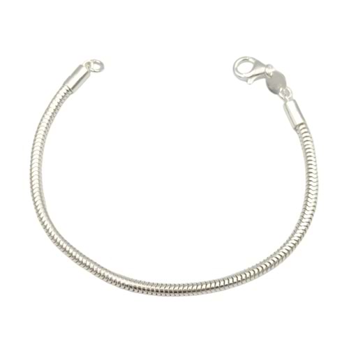 3 MM BORU GÜMÜŞ ZİNCİR BİLEKLİK - BEYAZ