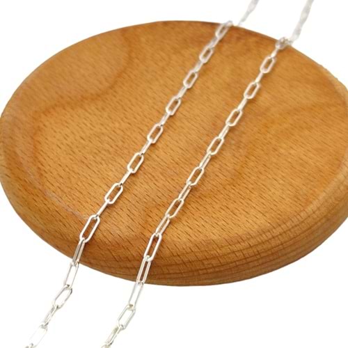 ITALY 3 MM ATAÇ GÜMÜŞ ZİNCİR KOLYE 50 CM - BEYAZ