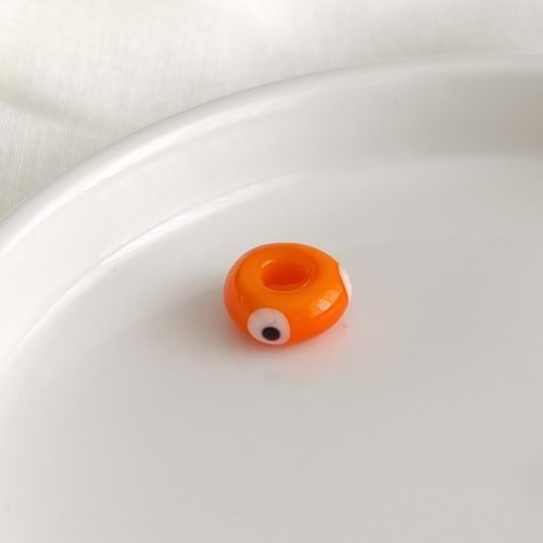 RENKLİ MURANO GÖZLÜ SİLİNDİR BONCUK 1 ADET - TURUNCU