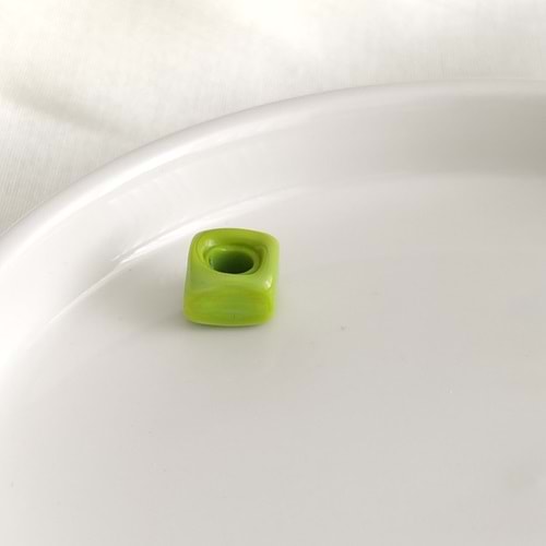 RENKLİ MURANO KARE CAM BONCUK 1 ADET - YEŞİL