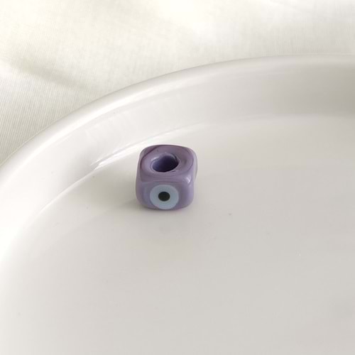 RENKLİ MURANO GÖZLÜ KARE CAM BONCUK 1 ADET - EFLATUN