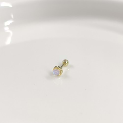 YANAR DÖNER 4 MM TEK TAŞ GÜMÜŞ TRAGUS PIERCING - ALTIN SARI