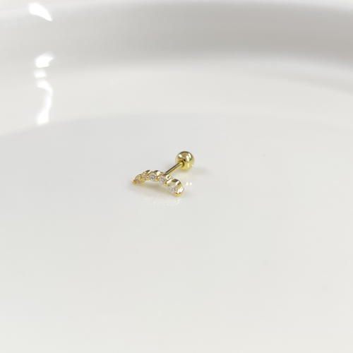 SIRALI TAŞ GÜMÜŞ TRAGUS PIERCING - ALTIN SARI