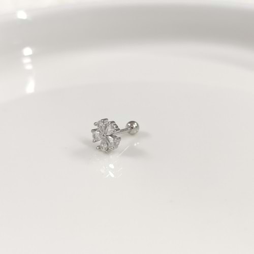 TAŞLI PAPATYA GÜMÜŞ TRAGUS PIERCING - RODYUM BEYAZ