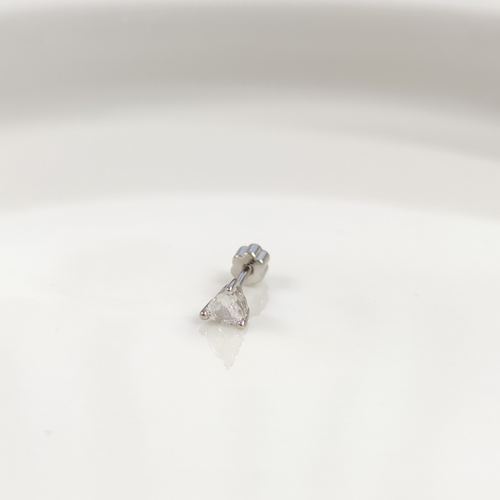 KALP TAŞLI GÜMÜŞ TRAGUS PIERCING - RODYUM BEYAZ