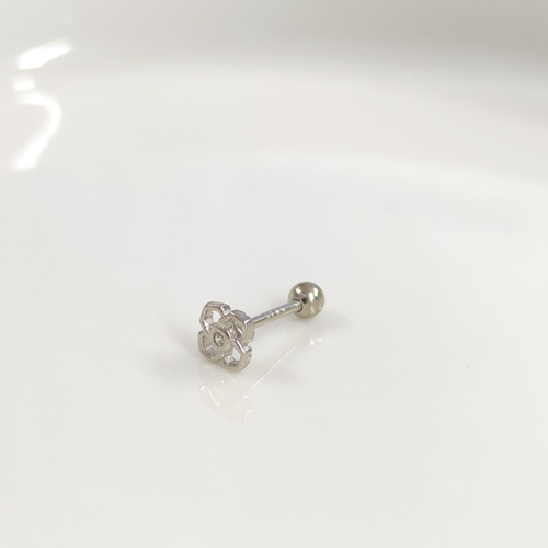 ÇİÇEK GÜMÜŞ TRAGUS PIERCING - RODYUM BEYAZ