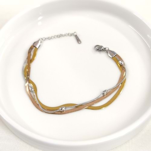 ÜÇLÜ YASSI MEKİK TOP ÇELİK BİLEKLİK 18 CM + 3 CM - KARIŞIK