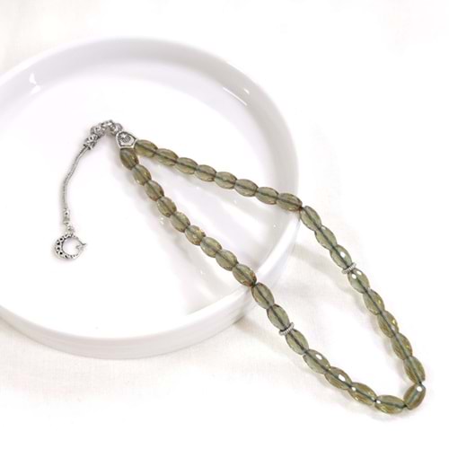 SULTANİT TAŞLI GÜMÜŞ AY YILDIZ UÇLU TESBİH