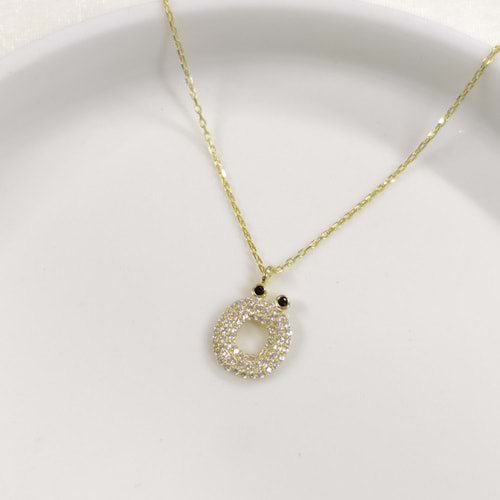 Ö TAŞLI GÜMÜŞ HARF KOLYE - ALTIN SARI