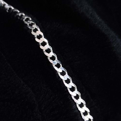 7,5 MM GURMET ZİNCİR GÜMÜŞ BİLEKLİK 20 CM