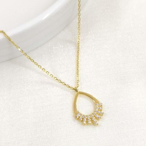 1,70 CM DAMLA MODEL GÜMÜŞ KOLYE - ALTIN SARI