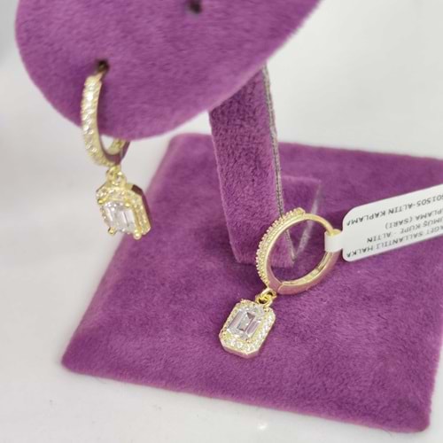 BAGET SALLANTILI HALKA GÜMÜŞ KÜPE - ALTIN SARI