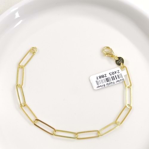 5 MM ATAÇ ZİNCİR GÜMÜŞ BİLEKLİK 19 CM - ALTIN SARI