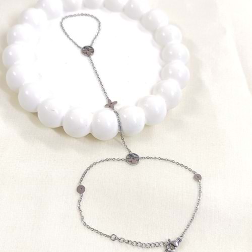 ÇELİK YONCA ÇİÇEK DETAY ŞAHMERAN - BEYAZ