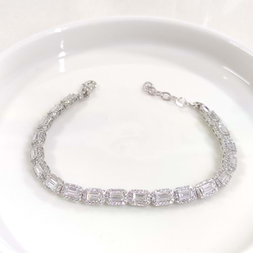 6 MM BAGET SU YOLU GÜMÜŞ BİLEKLİK 18+3 CM