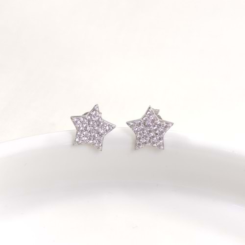 10 MM YILDIZ ÇİVİ GÜMÜŞ KÜPE - RODYUM BEYAZ