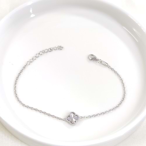 LAZER DESEN YONCA GÜMÜŞ BİLEKLİK 17+3 CM - RODYUM BEYAZ